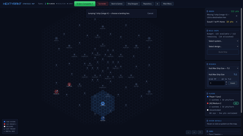 Plotting a fleet jump on the strategic map