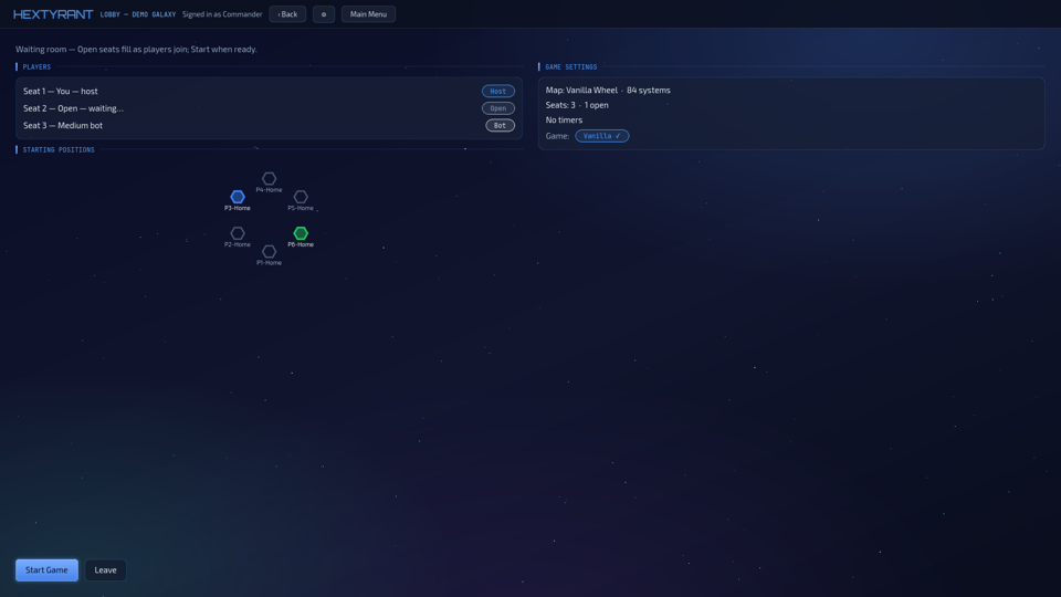 Multiplayer lobby